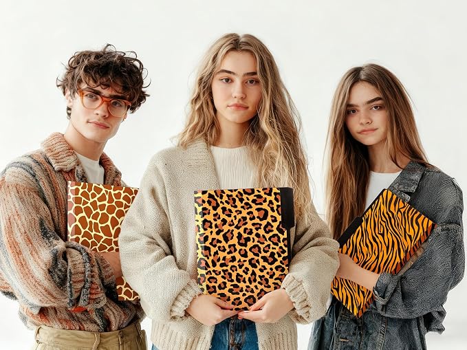 Whaline 24 Pack Animal Prints File Folders Letter Size Safari Leopard Zebra Tiger Giraffe Print File Pockets with 1/3 Cut Tab for Home Office Classroom Supplies, 8.9 x 11.6 Inch