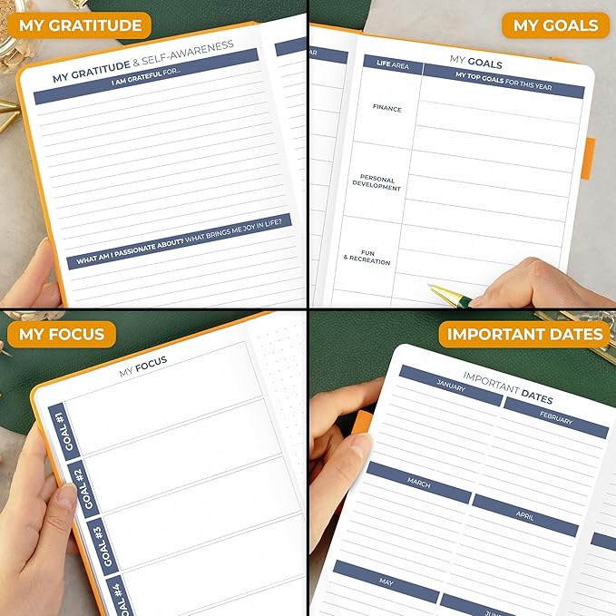 Clever Fox Daily Planner 2nd Edition – Undated Time Block Task Organizer with Hourly Schedule & to-do List – A5, 6 Months (Amber Yellow)