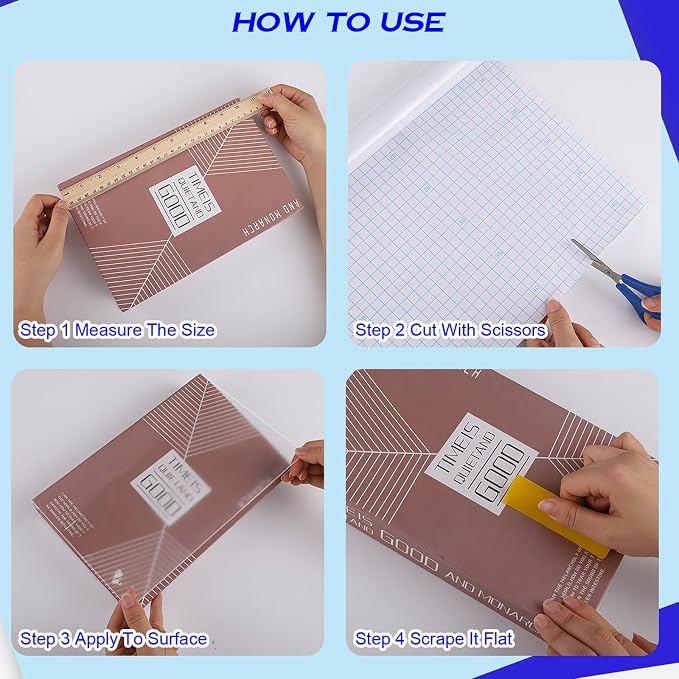 WSICSE 4 Rolls Clear Contact Paper, 17 in x 5 ft Clear Self Adhesive Book Covers Peel and Stick Paper Protector for Books Crafts Textbook Documents Home Decor