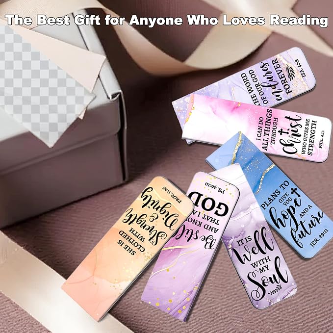 6 Pieces Bookmark, Bible Verse Magnetic Bookmarks for Women Men Book Lovers, Pastel Design Religious Scripture Book Accessories Bookmaker, Christian Gifts for Reading Lovers 1