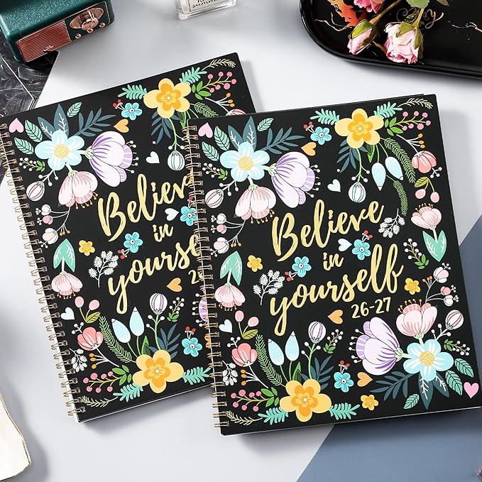 2026-2027 Monthly Planner - Monthly Calendar Planner, July 2026 - December 2027, 8.5" x 11", 18 Month Planner with Back Pocket, Twin-Wire Binding - Floral