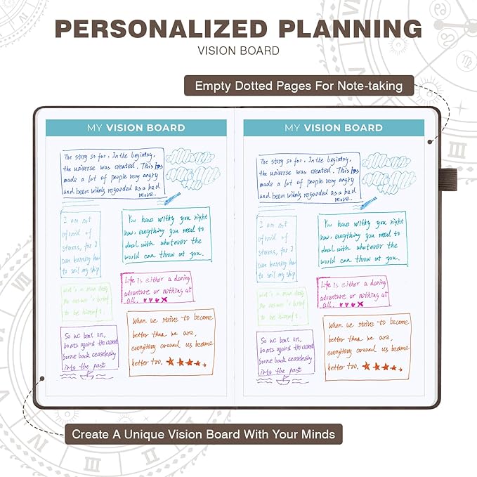 Undated 12 Month Planner Hardcover (5.5x8.5") - Weekly & Monthly Academic Life Organizer, Productivity Journal, Thick Paper, Sticker, Bookmark, Pen Loop(Brown)