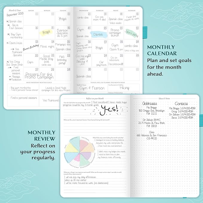Legend Planner – Undated Weekly & Monthly Life Planner to Hit Your Goals & Live Happier, Organizer Notebook & Productivity Journal, A5 (Turquoise, Gold)