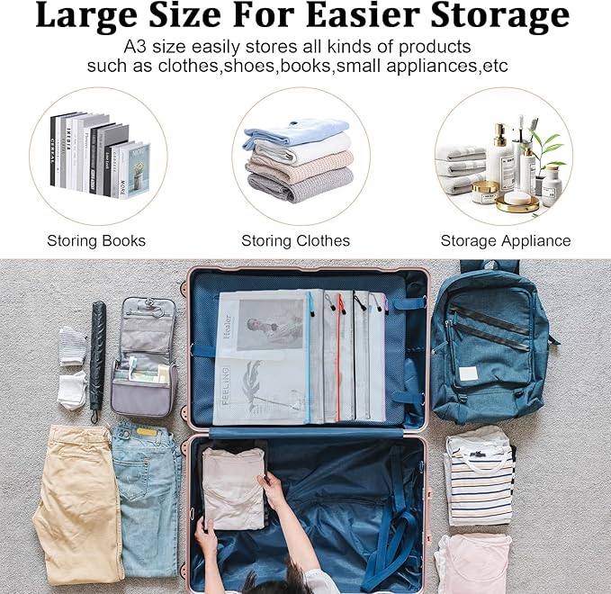 30pcs Mesh Zipper Pouch Bags, Puzzle Bags, A3 17x12 Inches Large Reusable Pouches for Organizing Classroom and Storage, Extra Large Zipper Pouch, Board Game Storage