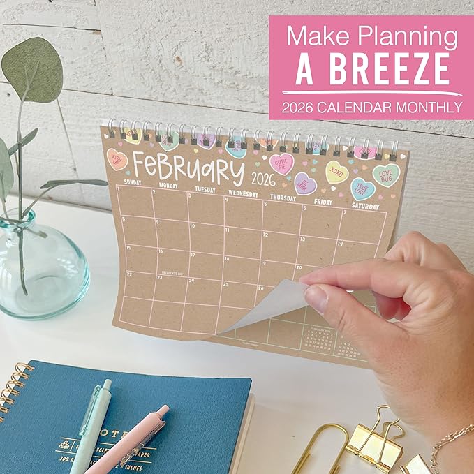 Small Desk Calendar 2026-18-Month 2026 Desk Calendar Small for Home, Office & Classroom, Standing Flip Desks Calendars 2026-2027, Teacher Appreciation Gifts, Graduation Gifts
