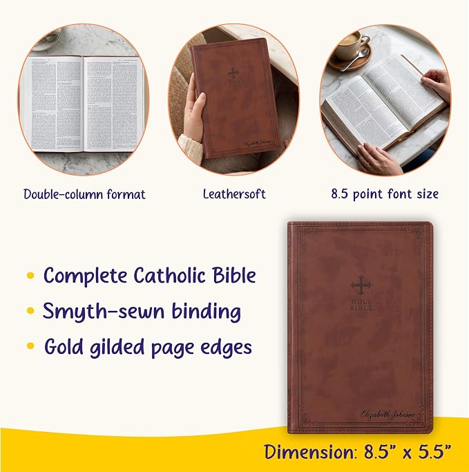 Personalized NRSV Bible Catholic Edition, Custom Name Engraved, Complete Catholic Bible, Christian & Baptism Gift for Men or Women