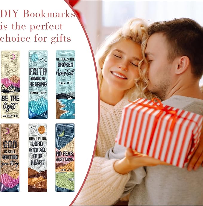 INSYOHO Christian Diamond Art Bookmarks Kit - DIY Diamond Painting Bookmarks with Bible Verses, Religious Bookmark for Adults for Bible Journaling, Prayer & Worship Accessories