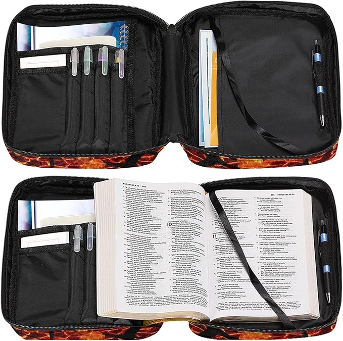Coldinair Firing Soccer Print Bible Cover for Boys Kids Bible Case Carrying Book Case Church Bag with Handle and Zippered Pockets,Lightweight and Durable