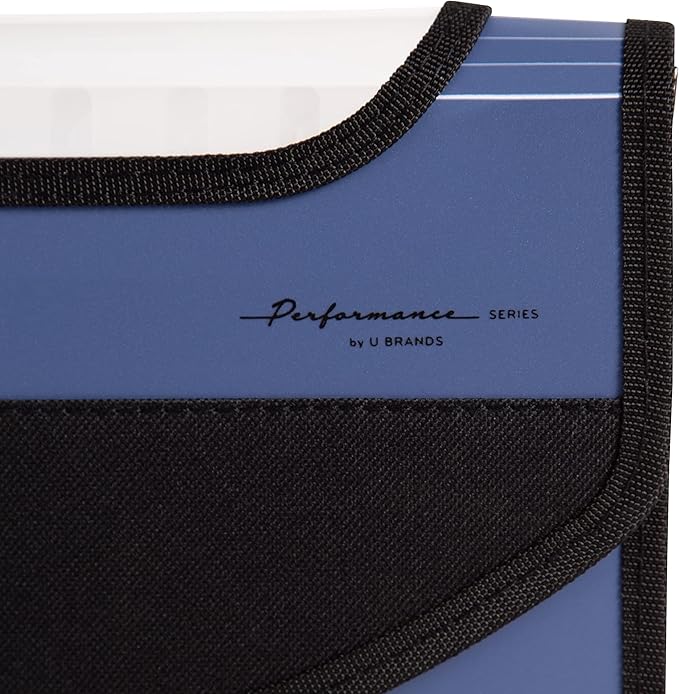 U Brands Expandable Blue 13-Pocket Performance Poly File Folder, Office Supplies, with Clear View Top