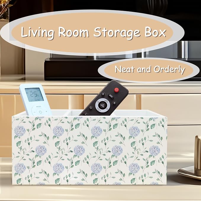 Grandmillennial Blue Hydrangea Pen Pencil Holder Organizer for Desk, Blue and White Chinoiserie Floral Botanical Wooden Box Block Sign for Home Office Tabletop Decor