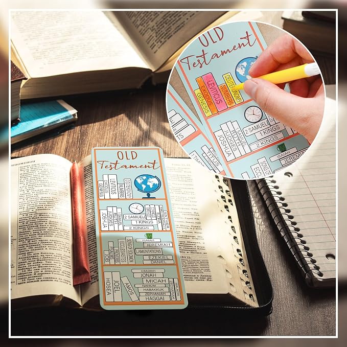 100 Pcs Books of the Bible Bookmarks Bible Book Tracker Old and New Testament Reading Page Markers Christian Scripture Study Supplies for Women Men