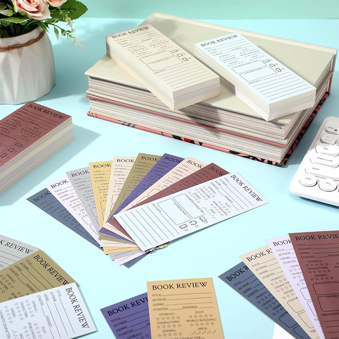 240 Pcs Back to School Teacher Gifts Colorful Book Review Bookmarks Bookclub Gifts Reading Page Cards for Book Lovers Women Students First Day of School Party Supplies(Simple,Morandi)