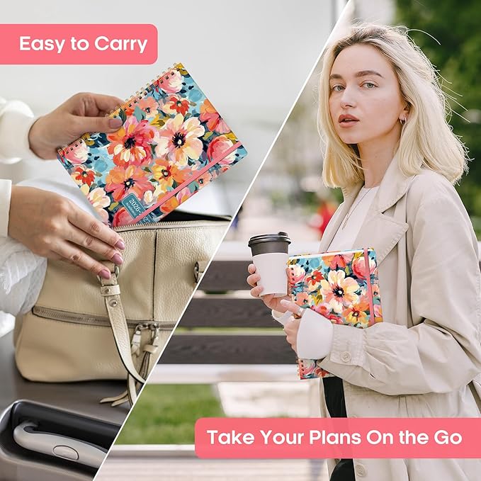 Academic Planner 2026-2027, Weekly and Monthly Calendar Book, July 2026 – June 2027, Hardcover Planner with Tabs, Perfect for Teachers, Students, Women & Men, A5 (6.4" x 8.5") - Pastel Garden