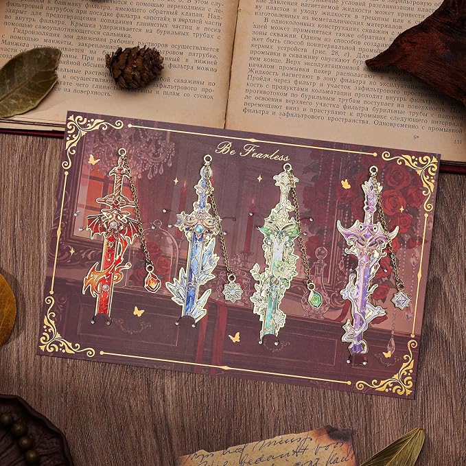 12pcs Fantasy Sword Bookmarks for Books, Journals, Planners - Cool Metal Book Markers for Reading Women & Men, Unique Book Marks Gifts for Book Lovers, Reading Accessories for Students & Adults & Kids