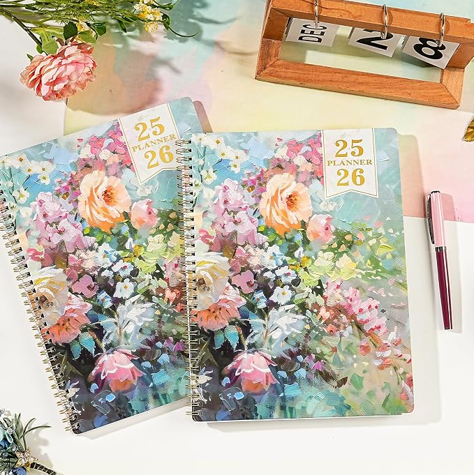 Bushypushy 2025-2026 Academic Planner, 8.5" x 11", July 2025 - June 2026, Weekly & Monthly, Thick Paper, Hardcover, 12 Monthly Tabs, Twin-Wire Binding