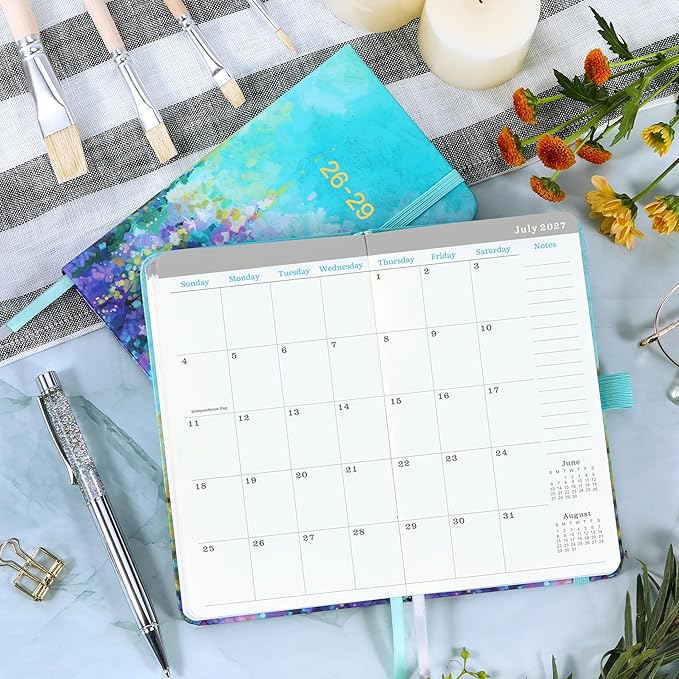 2026-2029 Pocket Planner/Calendar - 3 Year Monthly Planner 2026-2029, JUL. 2026 - JUN. 2029(36 Months), 6.3" x 3.8", Monthly Pocket Calendar with 60 Note Pages, Pen Hold, Perfect Organizer for Purse - Oil Painting