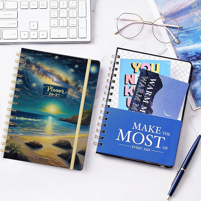 2026-2027 Planner - 8.4"x 6.3" Planner Weekly and Monthly 2026-2027, from JULY 2026 to JUNE 2027, Academic Planners 26-27with Tabs, Twin-Wire Binding, Inner Pocket, Thick Paper - Dreaming Sea