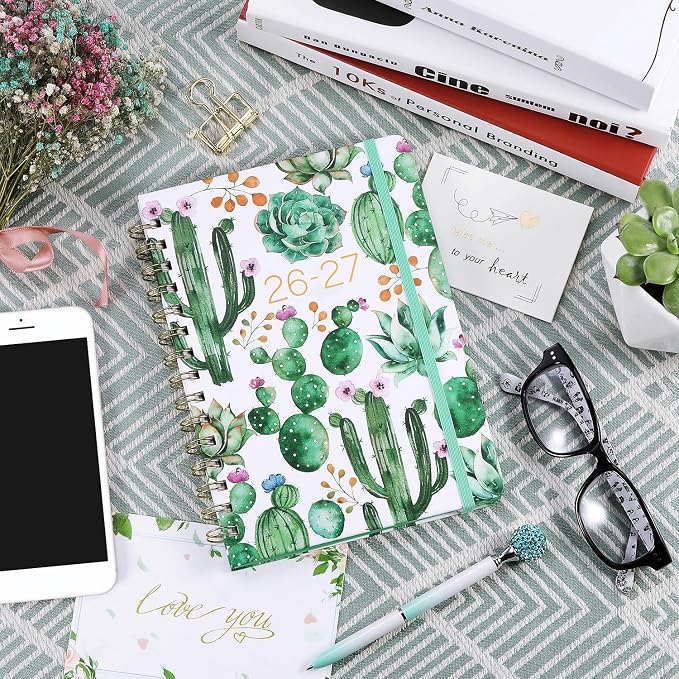 Planner 2026-2027, Academic Planner 2026-2027, JUL 2026 - JUN 2027, 8.5" x 6.4", Calendar Planner with Hardcover, Twin - Wire Binding, Monthly Tabs, Elastic Closure, Daily Organizer