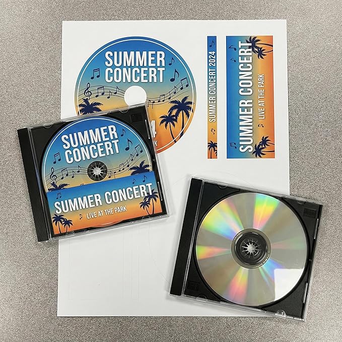 CD/DVD Label Full Face | Qty 20 Disc, 40 Spine | 10 Sheets Total | Permanent White Matte | Inkjet & Laser Compatible | Fits Standard Discs | Blank Label