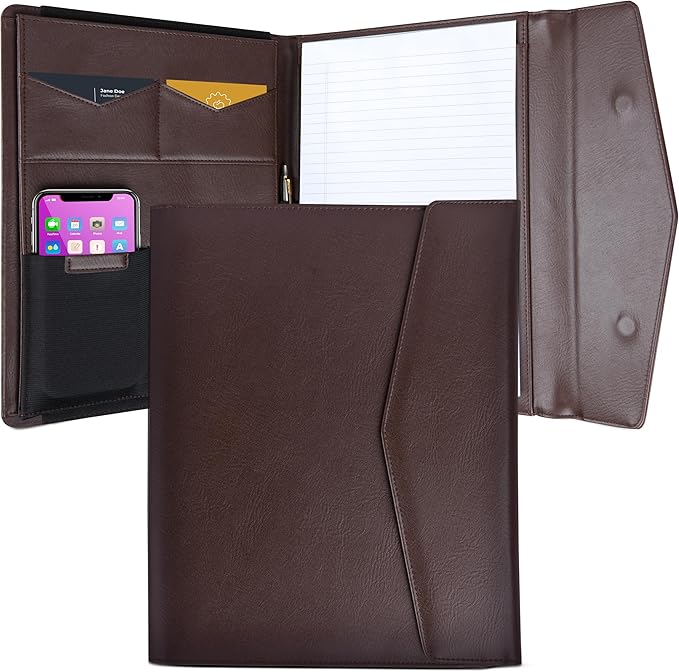 STLYIO Trifold Padfolio - Magnetic Closure. Stretchable Compartment for Tablet, Documents. Elastic Pockets for Phone, Gadgets, Passport, Travel Documents. Letter-Sized Notepad and Gift Box Included.