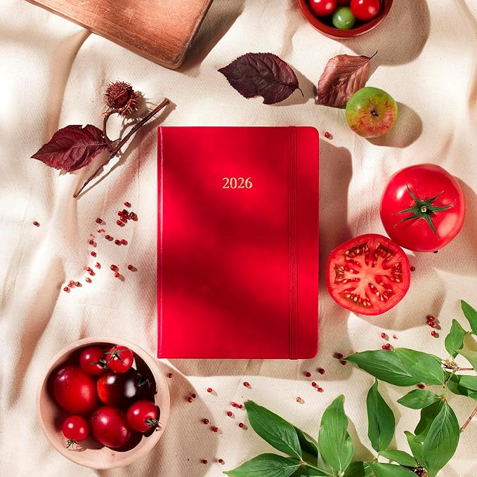 Wykeham's Executive 2026 Daily Journal Planner – US Public Holidays & Format – Customization Available (Crimson, 8.5" x 5.5")