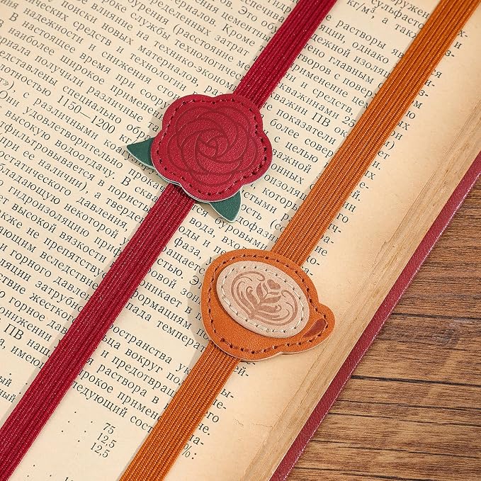 2PCS Vintage Elastic Leather Bookmark for Women, Elastic Bands Leather Book Marks, PU Bookmarks Planner Accessories, for Book Lover, Reader, Hardcover Journals, Notebooks, Planners, Binders
