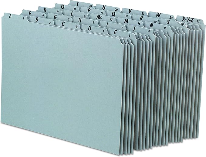 Pendaflex A-Z Top Tab Recycled Gray Pressboard 1/5-Tab File Guides, Letter, 25/Set (PN925)