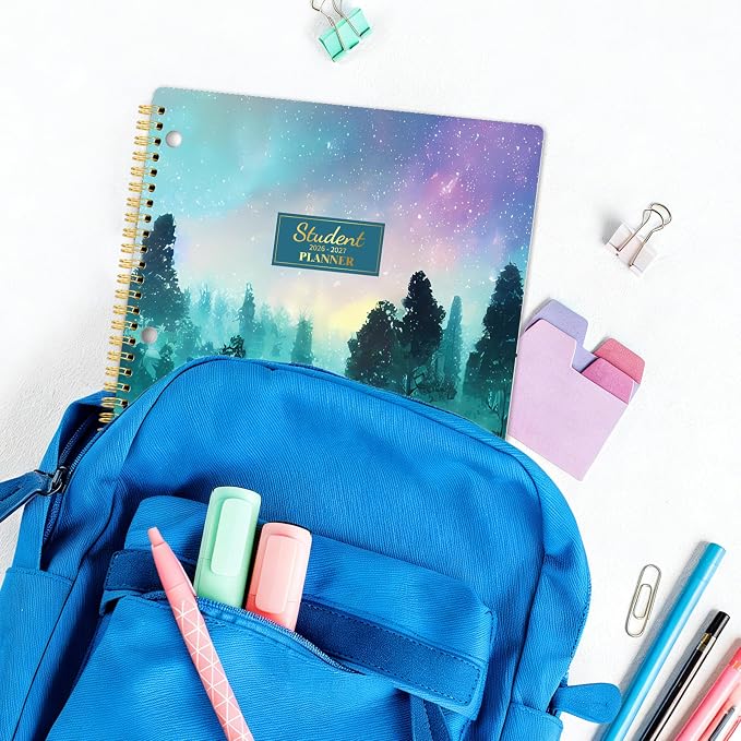 Student Planner 2026-2027, 11’’ x 9’’ Academic Year Planner (August 2026 - June 2027), School Planner 2026-2027, Weekly & Monthly Pages, Stickers, Twin-Wire Binding