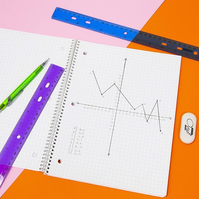 BAZIC Products Product Jeweltones Color Plastic Ruler 12 Inch 30 cm, Set of 4 Plastic Ruler, Dual Inches Centimeter Scale, Metric Measuring Rulers for Classroom, Office, & Home Use, 4/Pack, 24-Packs