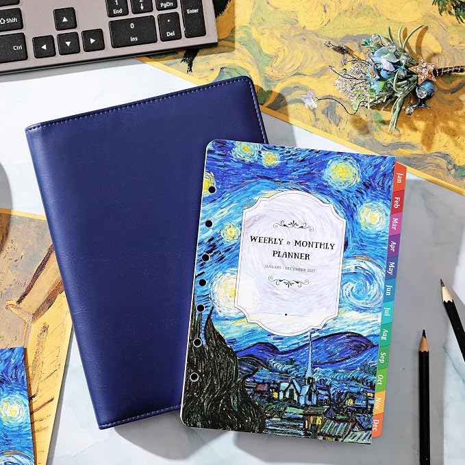 2027 Planner Refills - Jan. 2027 - Dec. 2027, 7 Holes, Planner Refills 2027, 5.5'' x 8.5'', A5 Weekly & Monthly Planner Inserts, Colorful Monthly Tabs