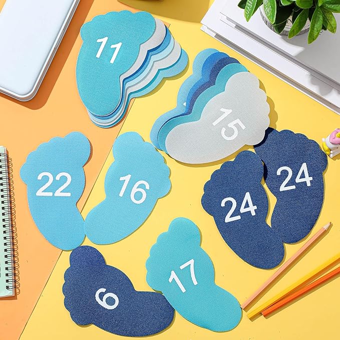 Outus 48 Pcs Carpet Feet Spots, Line up Sit Foot Spots for Classroom Floor, Carpet Markers for Classroom Rug Teacher Supplies, School Decoration(Blue Series)