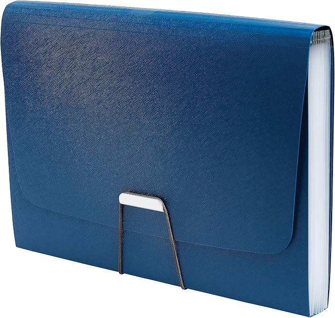 TRU RED Moisture‑Resistant Reinforced Plastic Accordion File, 13‑Pocket Expanding Organizer, Letter Size, Blue – 3/Pack