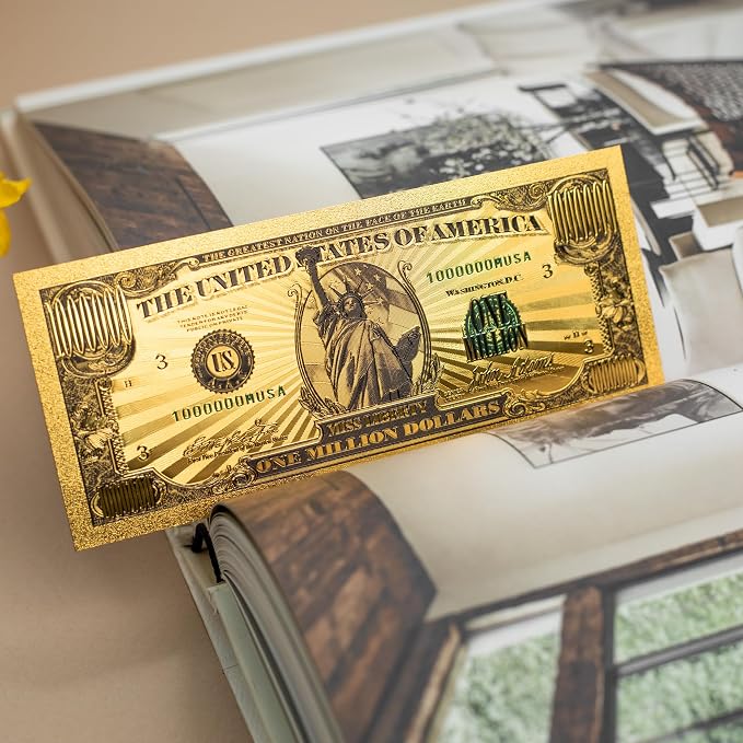 5 PCS One Million Gold Dollar Bill Bookmarks - Cool Bookmarks for Women, Men, Students & Readers - Unique Book Reading Accessories