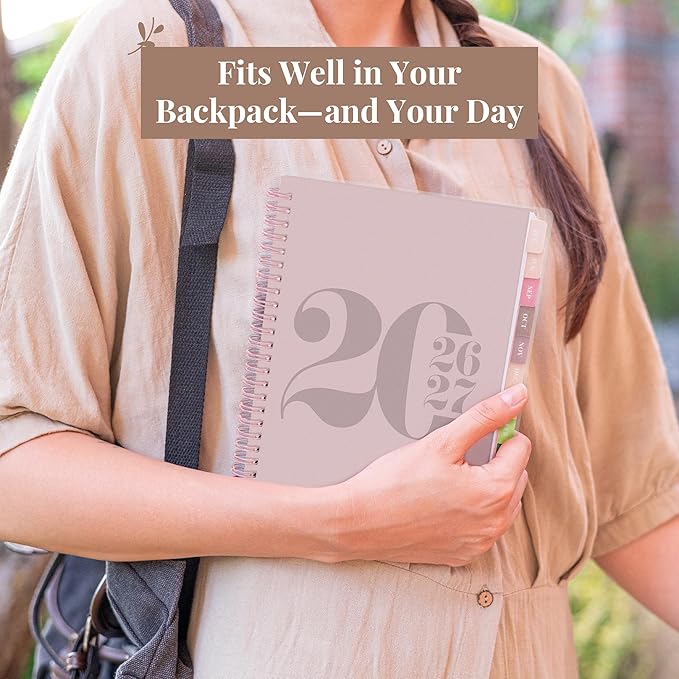 Rileys Academic Planner 2026-2027, Daily, Weekly & Monthly Planner, July 2026 - June 2027, Student Notes Pages, Twin-Wire Binding, Weekly Agenda for School & Work (8 x 6-Inches, Typographic, Pink)