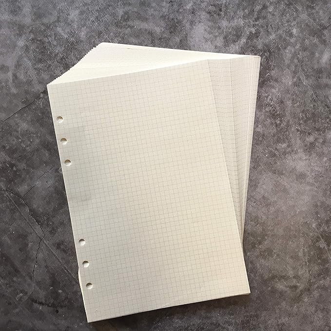 Zelten Refills/Loose Leaves for A5 Cover Ring Binder/Personal Organizer/Planner(A5 6 Holes, Grid Graph)