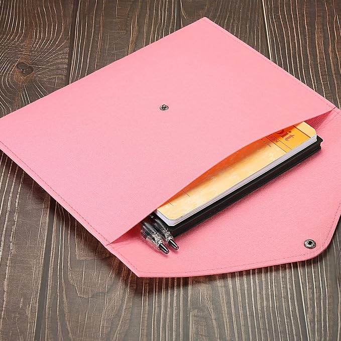 PATIKIL File Bag Felt Folder 2 Pack A4 Envelope Document Storage Pouch Organizer for Office Business, Pink