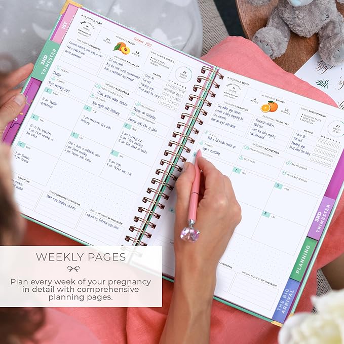 Clever Fox Pregnancy Journal & Memory Book - Pregnancy Planner & Notebook for Expecting Moms – Baby Keepsake, First Time Moms Gift (Aquamarine, 9" x 10.5" SonoFrame Edition)