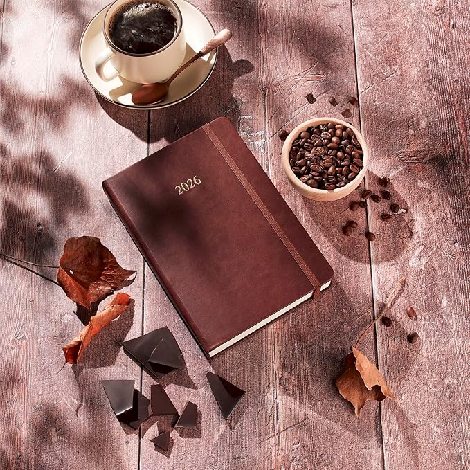 Wykeham's Executive 2026 Daily Journal Planner – US Public Holidays & Format – Customization Available (Conker, 8.5" x 5.5")