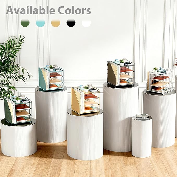 Desk Organizer, 4-Tier Metal File Organizer for Desk with Vertical File Holder, Office Accessories and Desktop Storage for Office Supplies (Black)