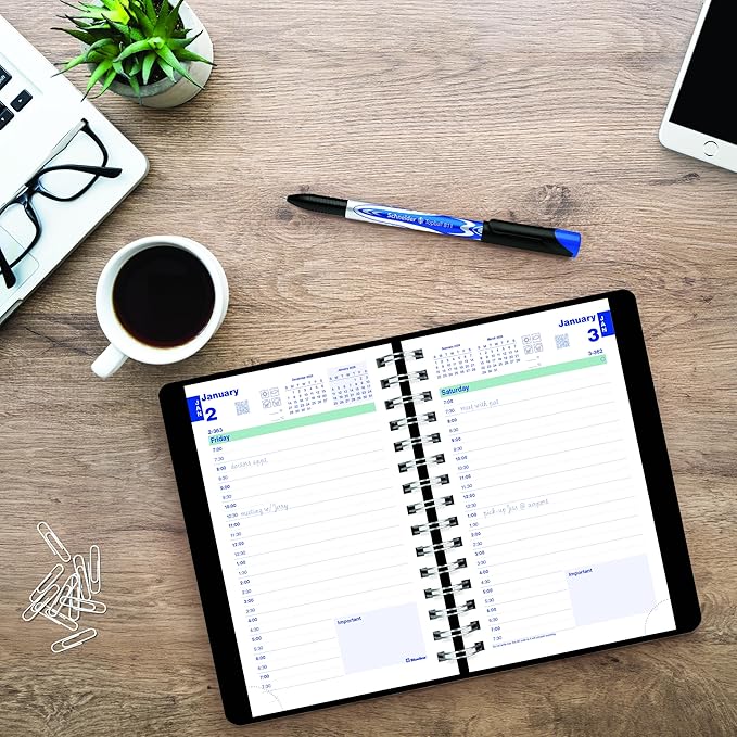 Blueline® 2026 Plan & Link™ Essential Daily Planner, Appointment Book, 12 Months, January to December, 8" x 5", Black (C1504W.81-26)