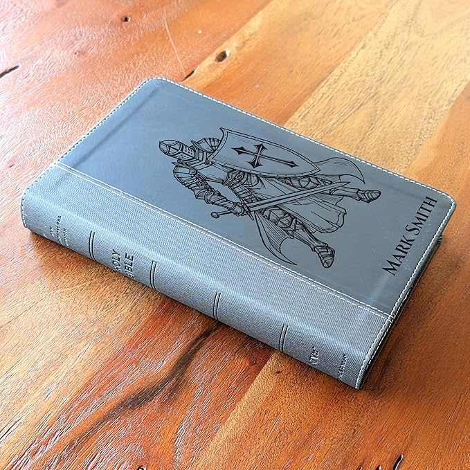 Farm and Posh Personalized NIV Personal Bible with Crown of Thorns | Large Print (Black Knight Standing Solo)