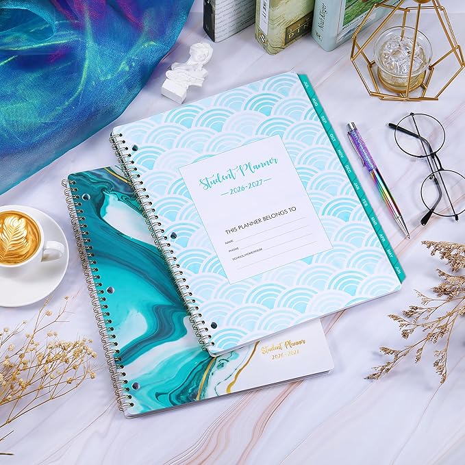 Student Planner 2026-2027 - School Planner 2026-2027 with Stickers, July 2026 - June 2027, 8.5" x 11", Academic Planner & Weekly Planners/Agenda, Thick Paper + Holidays + 3-Hole Punched + Twin-Wire - Sea Blue