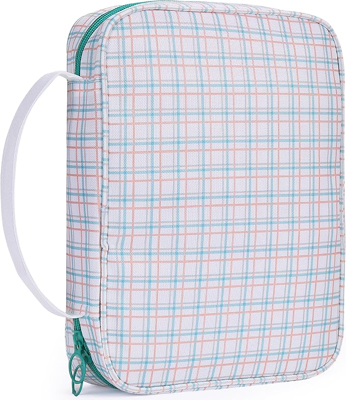 Mr. Pen- Bible Cover Case, Carrying Book Case with Durable Handle, Bible Protective Church Bag for Men & Women, Christian Gifts, Plaid Pattern, Mothers Day Gift