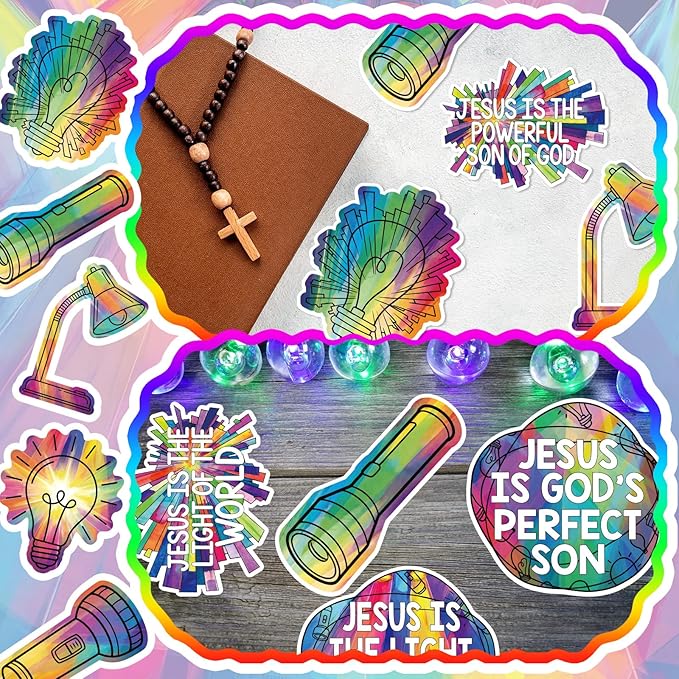 60 Pcs VBS 2026 Sunday School Cutouts Bulk 2026 Light Bulb Theme Cutouts Paper Religious VBS Bulletin Board Decorations for Sunday School Wall Decor Party Supplies