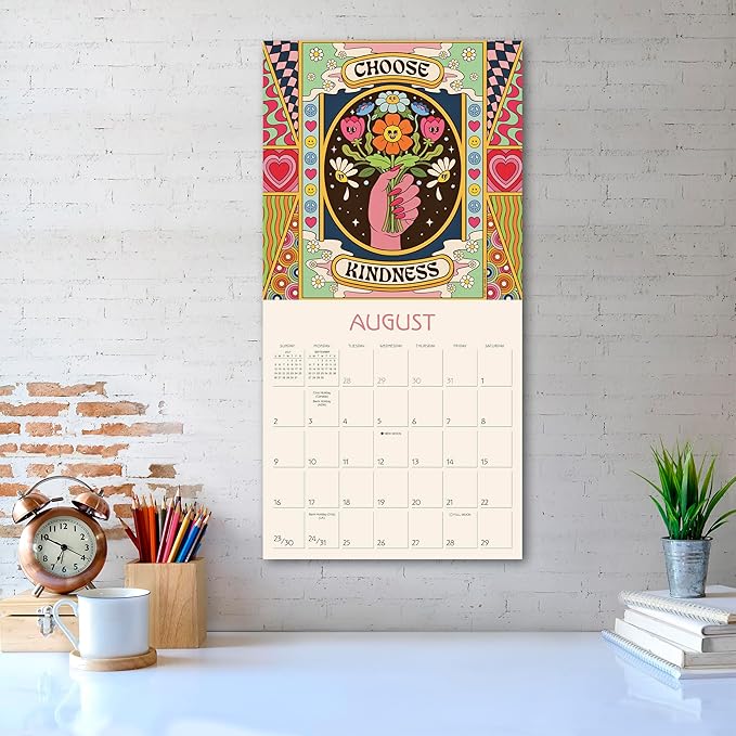 Dreamadelic 2026 Wall Calendar, 12-Month Psychedelic Pop Art & Retro Design Calendar, 12" x 12" with Large Grids, 2026 Wall Planner and Organizer with Trippy Art for Home and Office