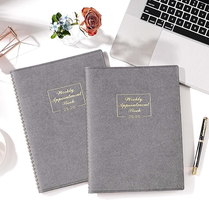 2026 Weekly Appointment Book - Daily Hourly Planner 2026, January 2026 - December 2026, 8.5" x 11", 15-Minute Interval, 12 Monthly Tabs, Flexible Soft Cover - Grey