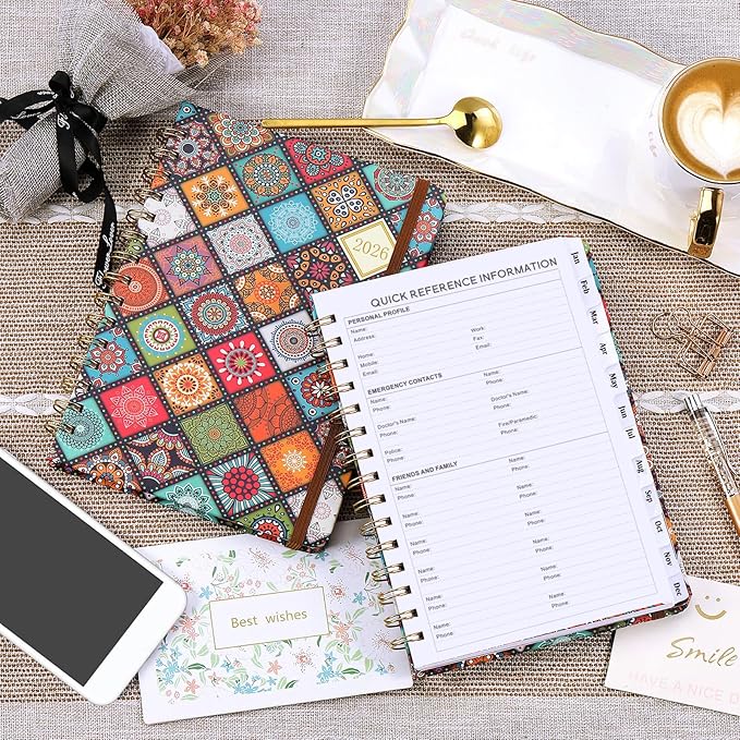 2026 Planner - 2026 Planner Weekly and Monthly, Jan. 2026 - Dec. 2026, 6.3” x 8.4”, Calendar Planner, Planner 2026, Weekly Monthly Planner with Tabs, Premium Paper & Contacts