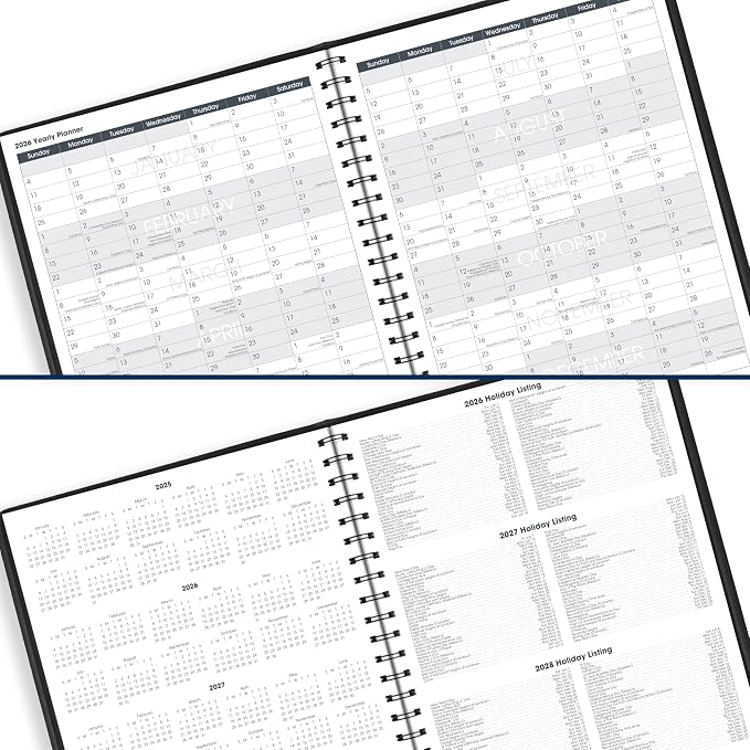AT-A-GLANCE 2026 Appointment Book Planner, Daily, 8-1/2" x 11", Large, Eight Person Group, Two-Volume Set, Black (702120526)