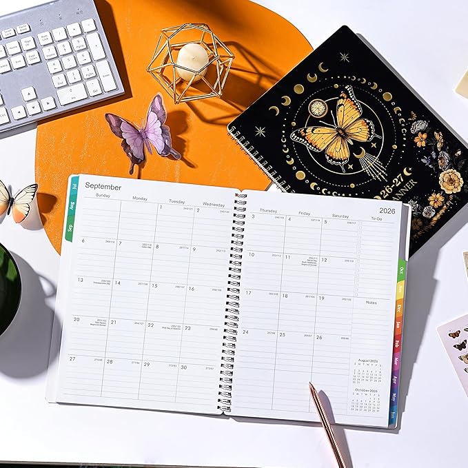 Planner 2026-2027 - Academic Planner 2026-2027, July 2026 - June 2027, 9" x 11", 26-27 Planner Weekly and Monthly, Colorful Tabs, Back Pocket, Perfect Daily Organizer - Butterfly