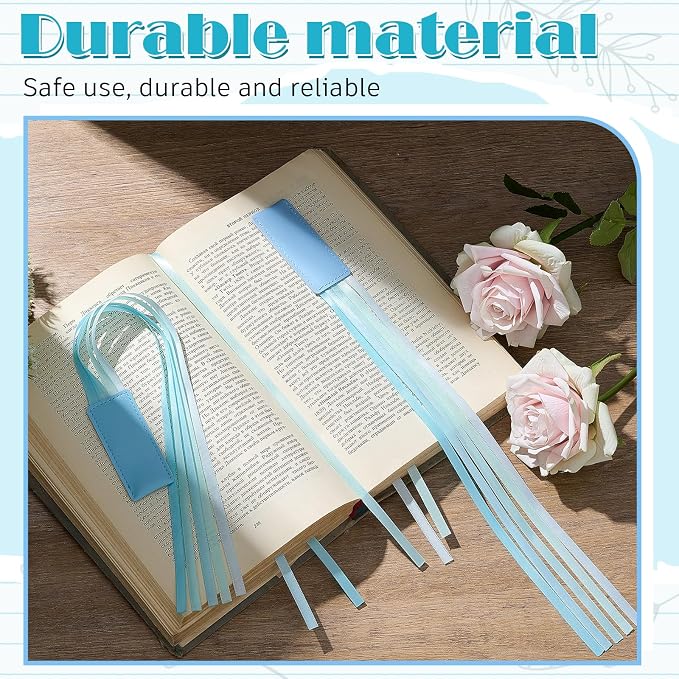 Outus 3 Pieces Bible Ribbon Bookmark Markers Artificial Leather Bookmark with Ribbons for Books Office(Stylish,Blue)
